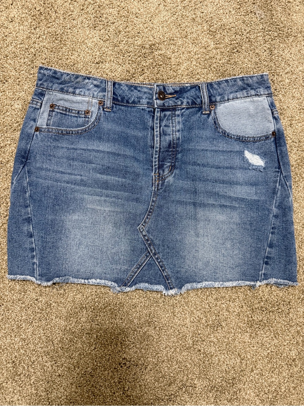 Maurices Blue Distressed Denim Mini Skirt